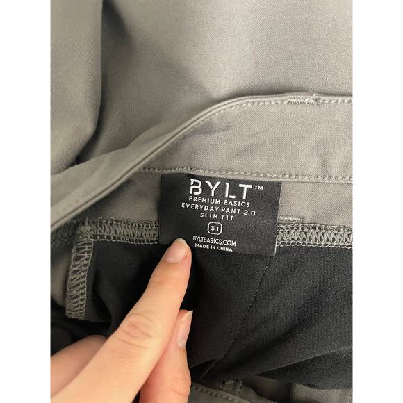 BYLT Premium Basics Everyday pant 2.0 slim fit charcoal gray size 31 - Picture 2 of 9